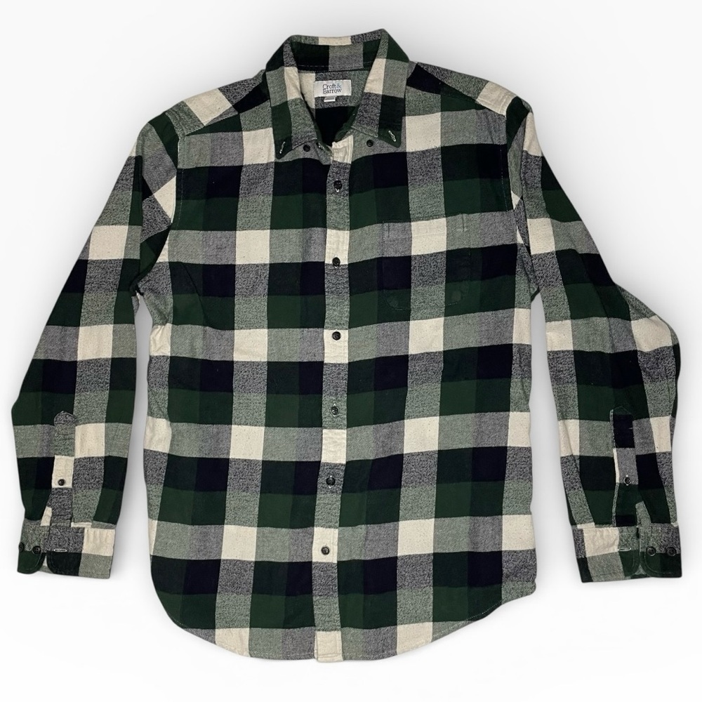 Croft & Barrow Men’s Flannel Shirt Medium Plaid Button Front Long Sleeve